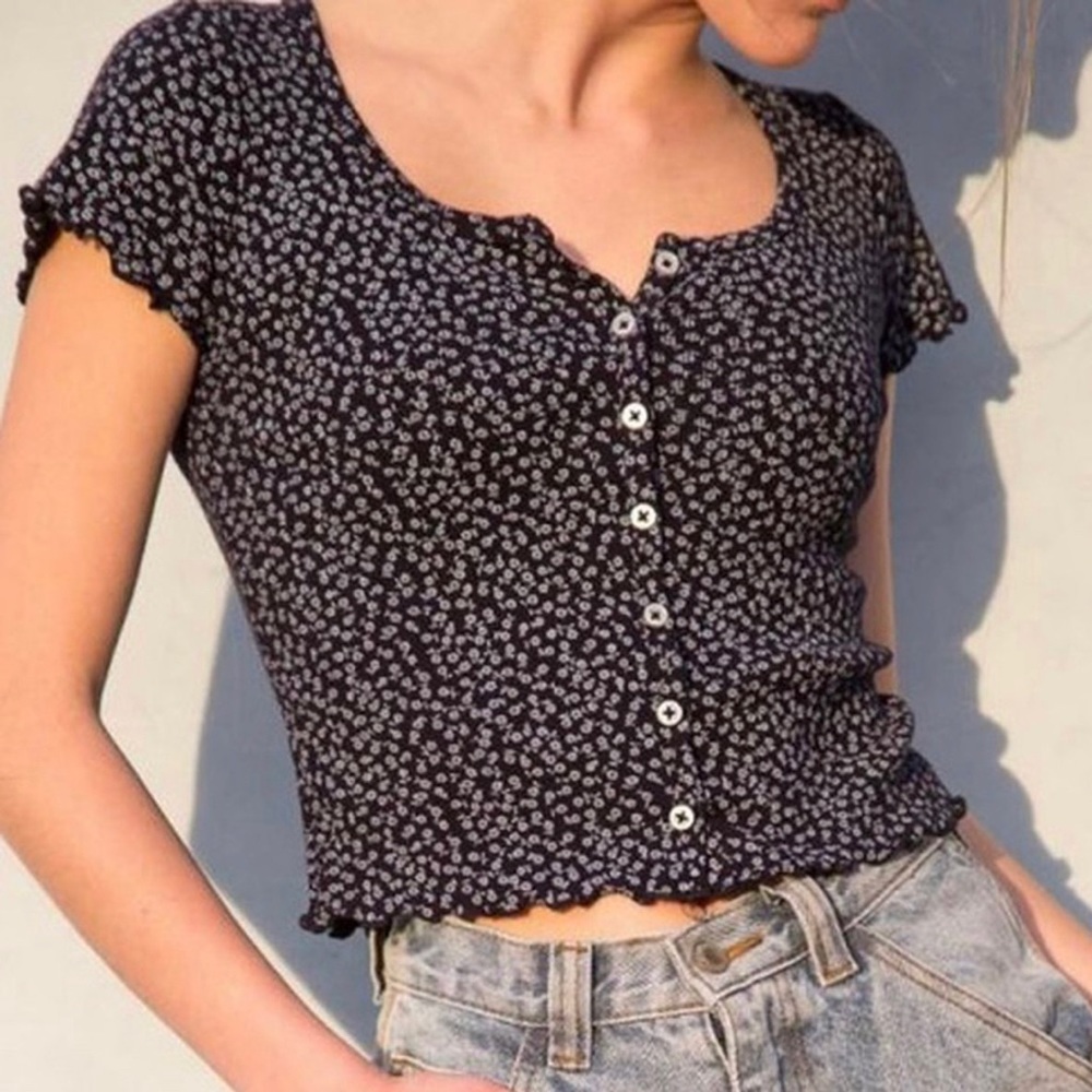 brandy melville blue floral zelly top